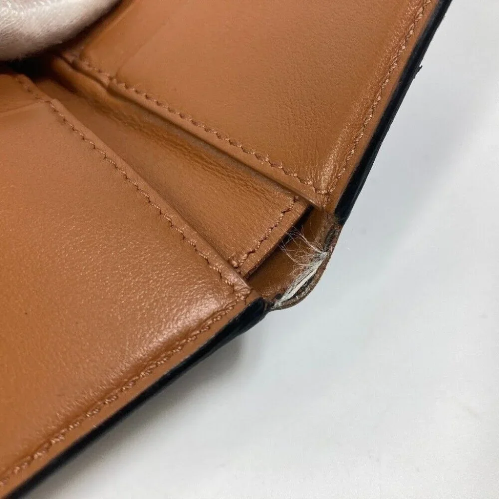 CELINE Card Case triomphe wallet with flap Folded wallet Leather Brown